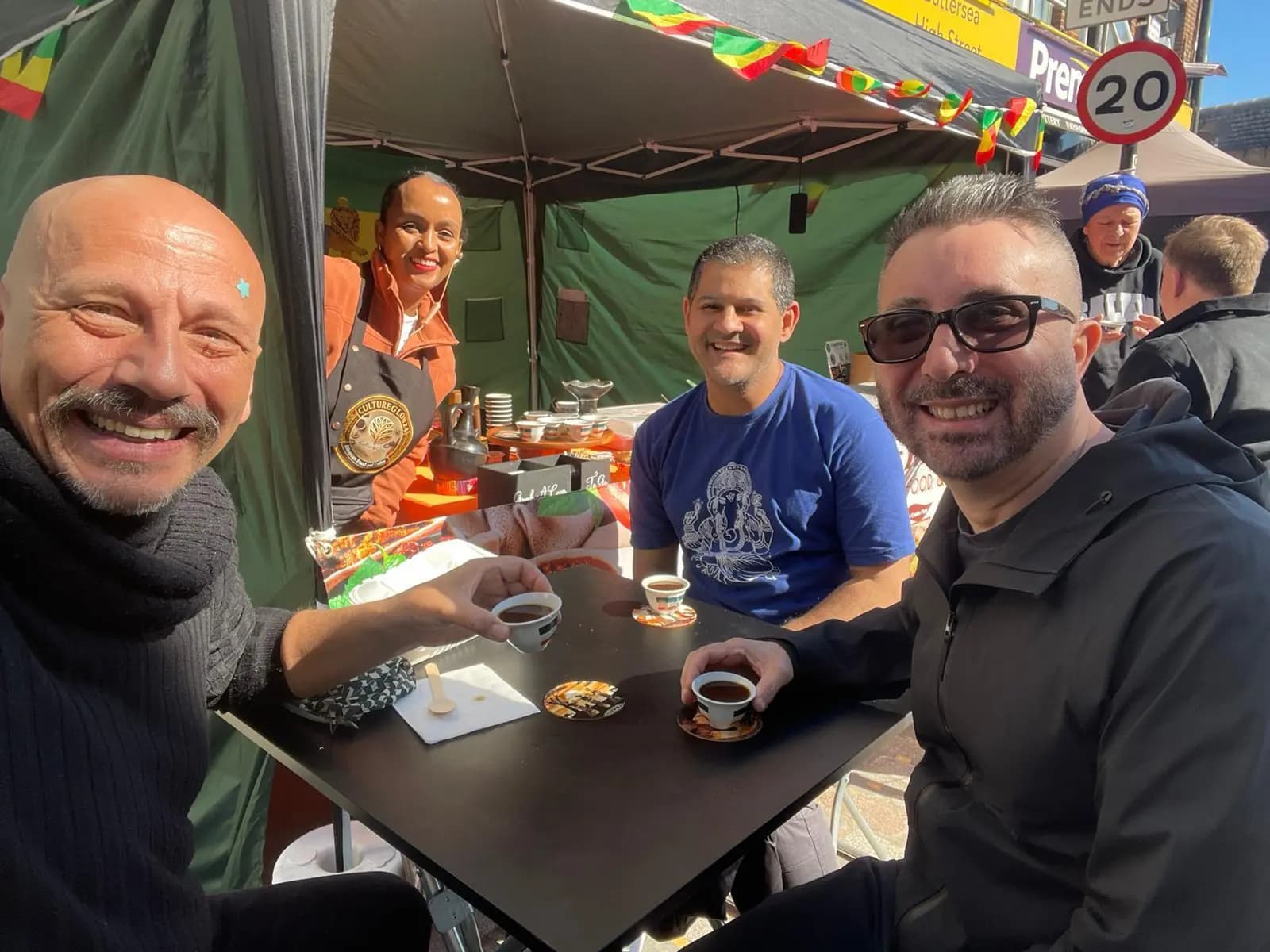Happy customers enjoying traditional food